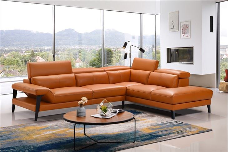 Modern Leather L Shape Sectional Sofa